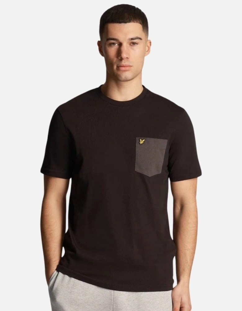 Lyle & Scott Contrast Pocket T-Shirt - Jet Black/ Gunmetal