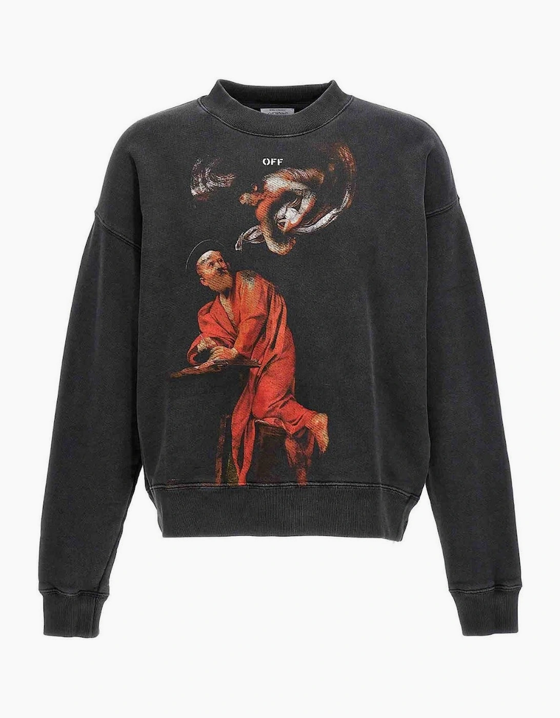 Men's Off-White St. Matthew Design Skate Fit Washed Black Sweatshirt - Size: 36