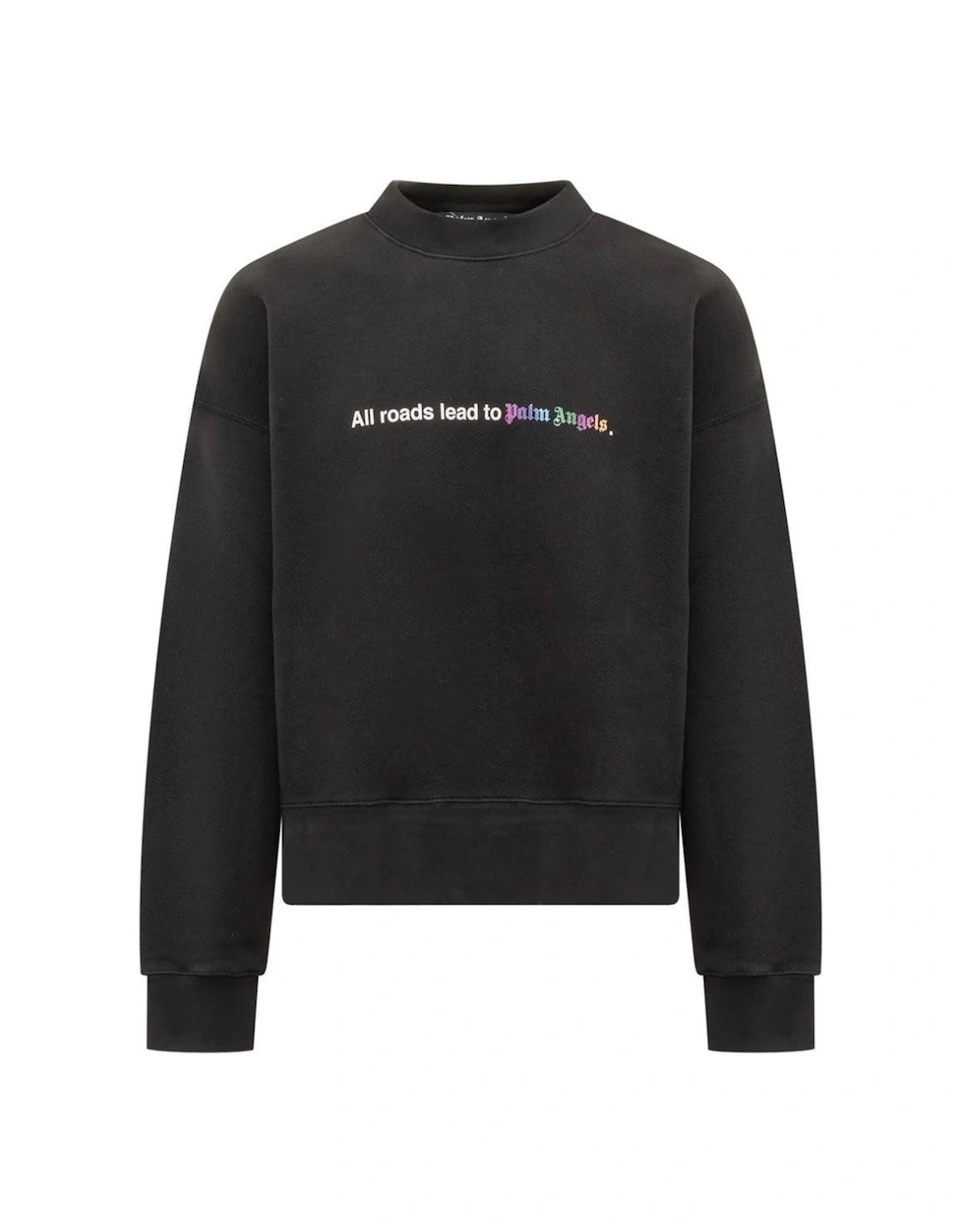 Men's Palm Angels All Roads Roads Lead to Palm Angels Black Sweatshirt - Size: 44