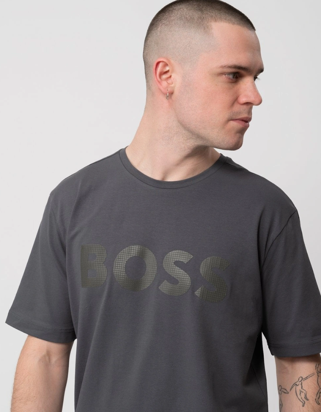 BOSS Green Tee 8 Large Metallic Logo Mens T-Shirt