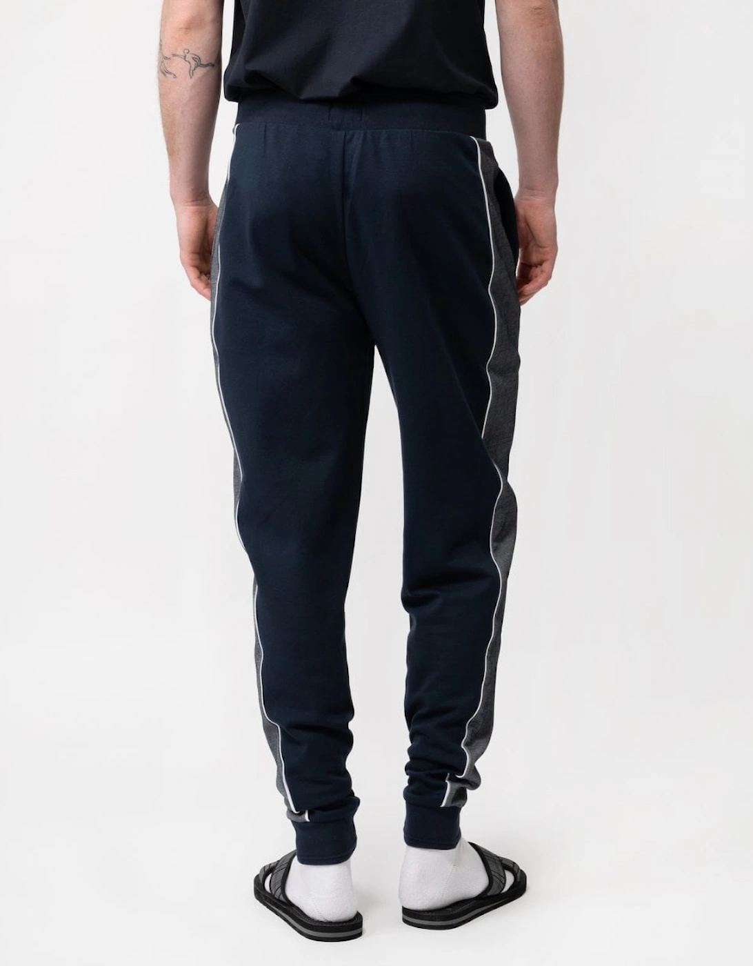 Orange Mens Loungewear Tracksuit Bottoms with Embroidered Logo