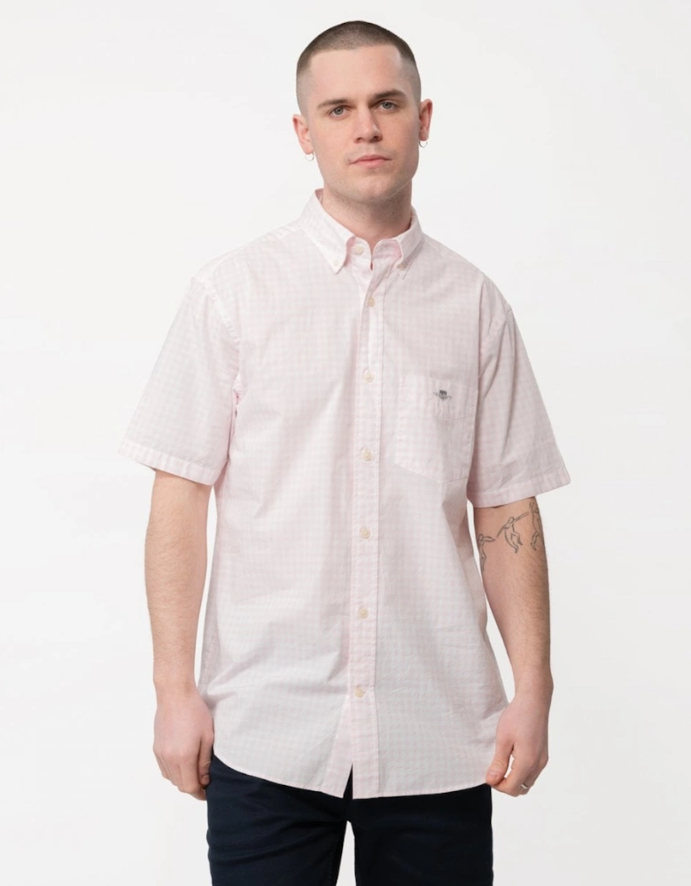 Mens Regular Fit Short Sleeve Poplin Gingham Shirt