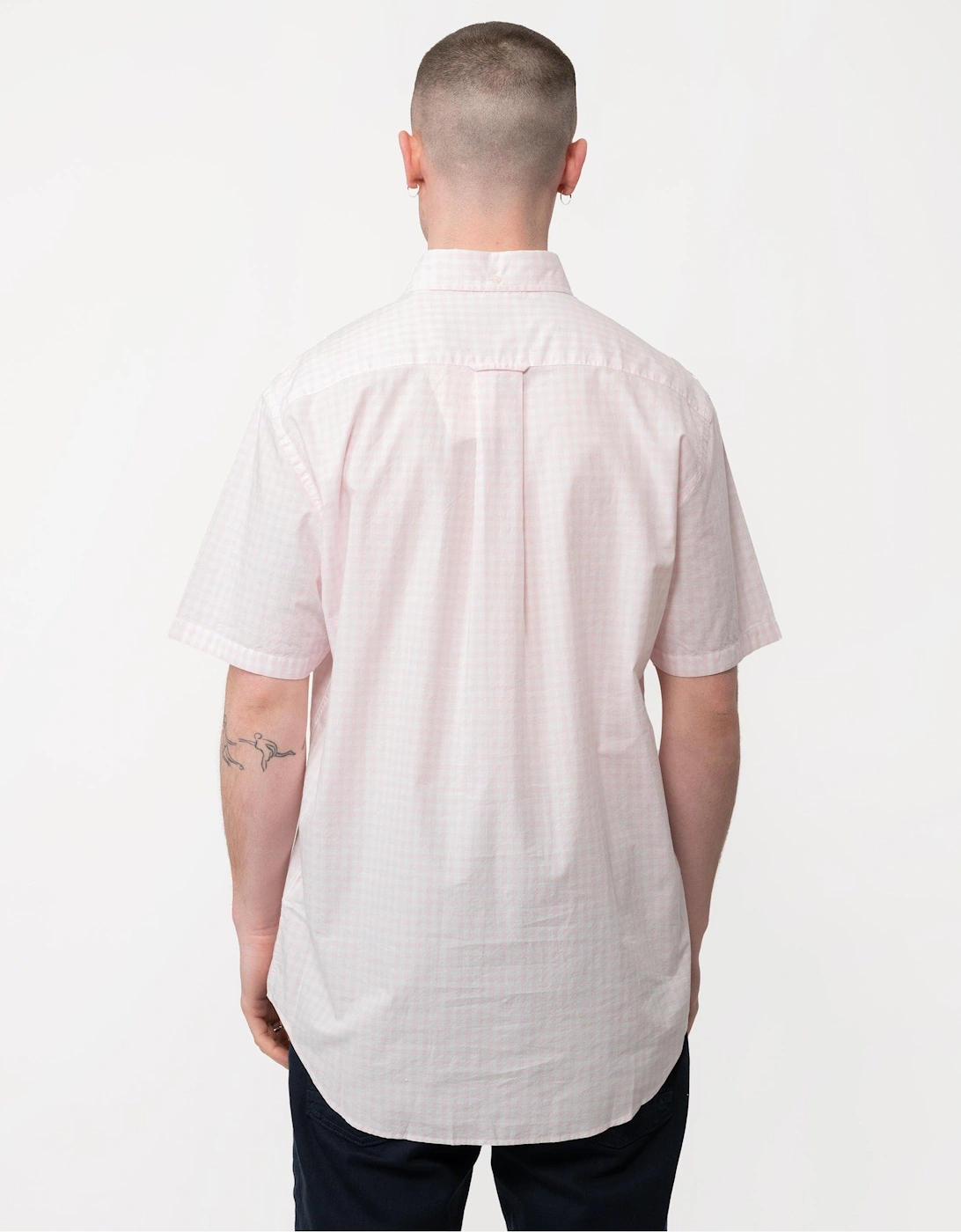 Mens Regular Fit Short Sleeve Poplin Gingham Shirt