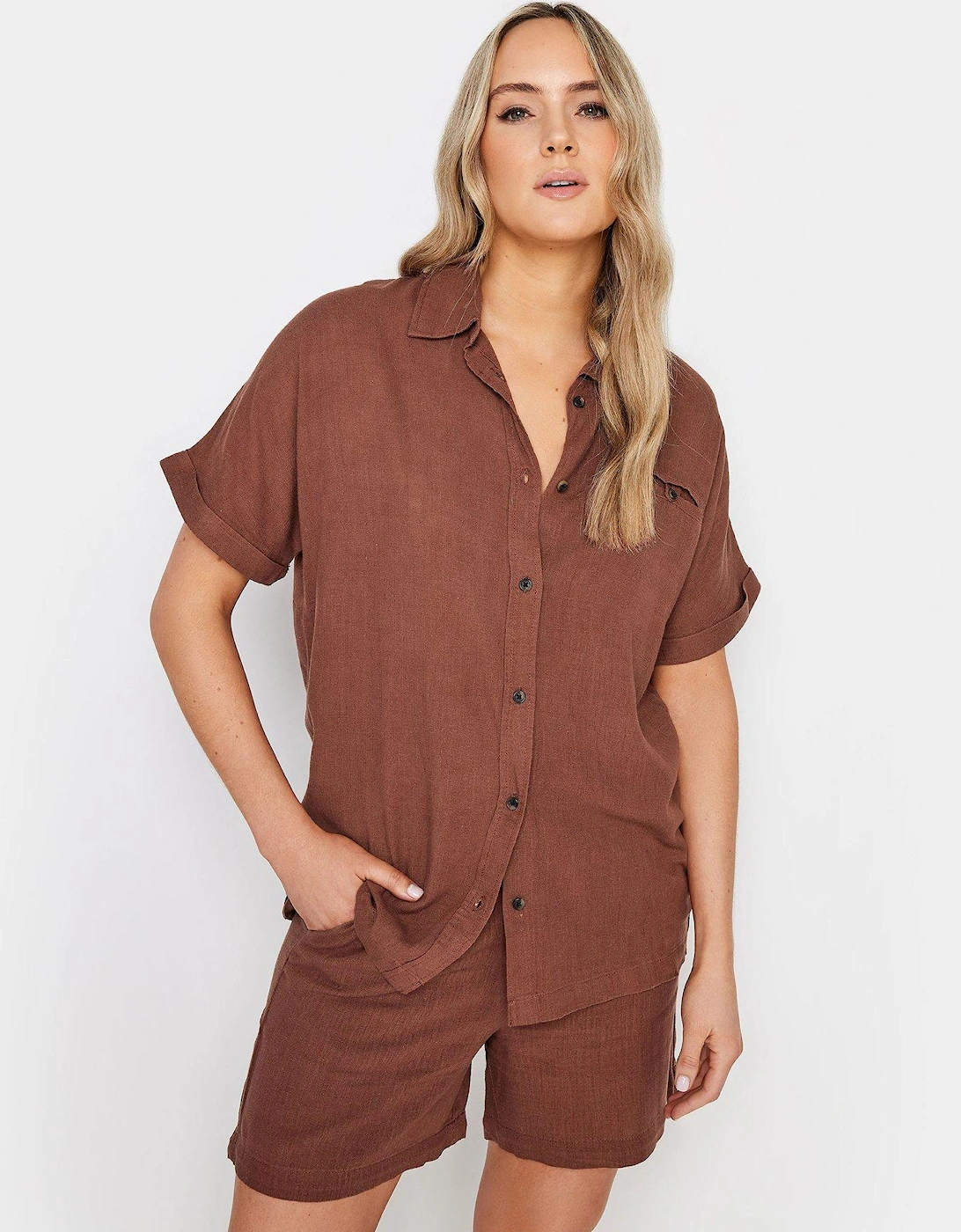 Tall Rust Linen Sleeve Shirt, 2 of 1