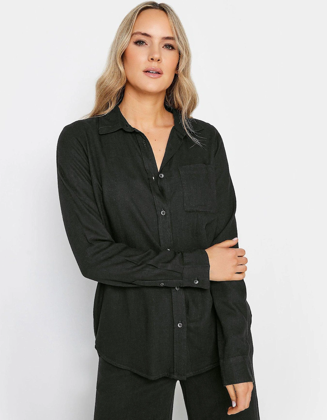 Tall Black Linen Long Sleeve Shirt, 2 of 1