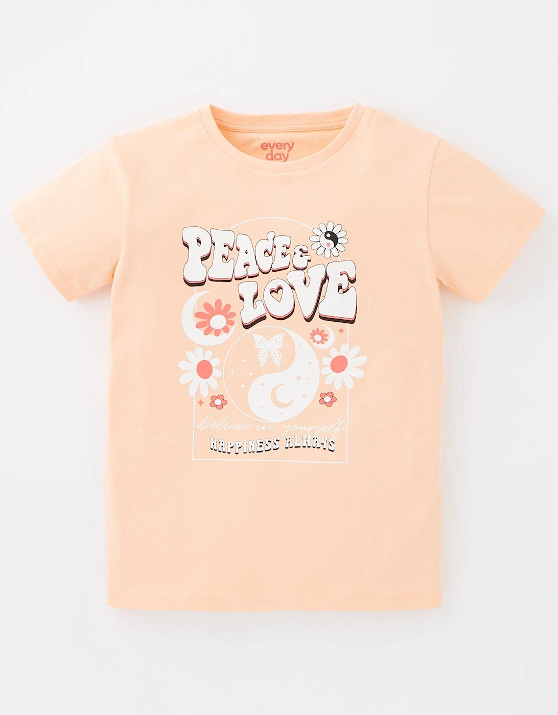 Girls Peace and Love Short Sleeve T-Shirt - Orange, 2 of 1