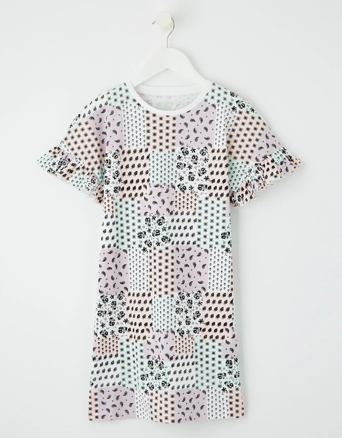 Girls Patchwork Short Sleeve T-Shirt Dress - Multi, 2 of 1