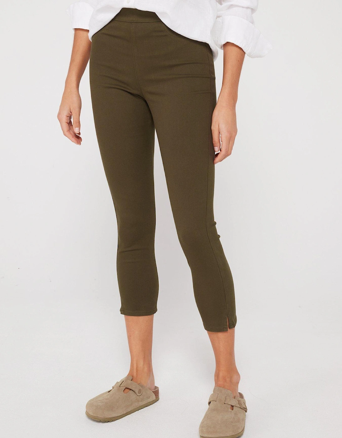 High Waist Crop Jeggings - Khaki, 7 of 6