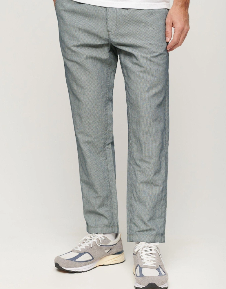 Drawstring Linen Trousers - Blue