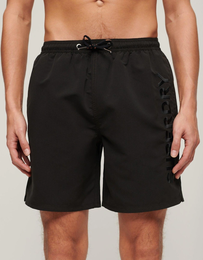 Premium Embroidered 17" Swim Shorts - Black