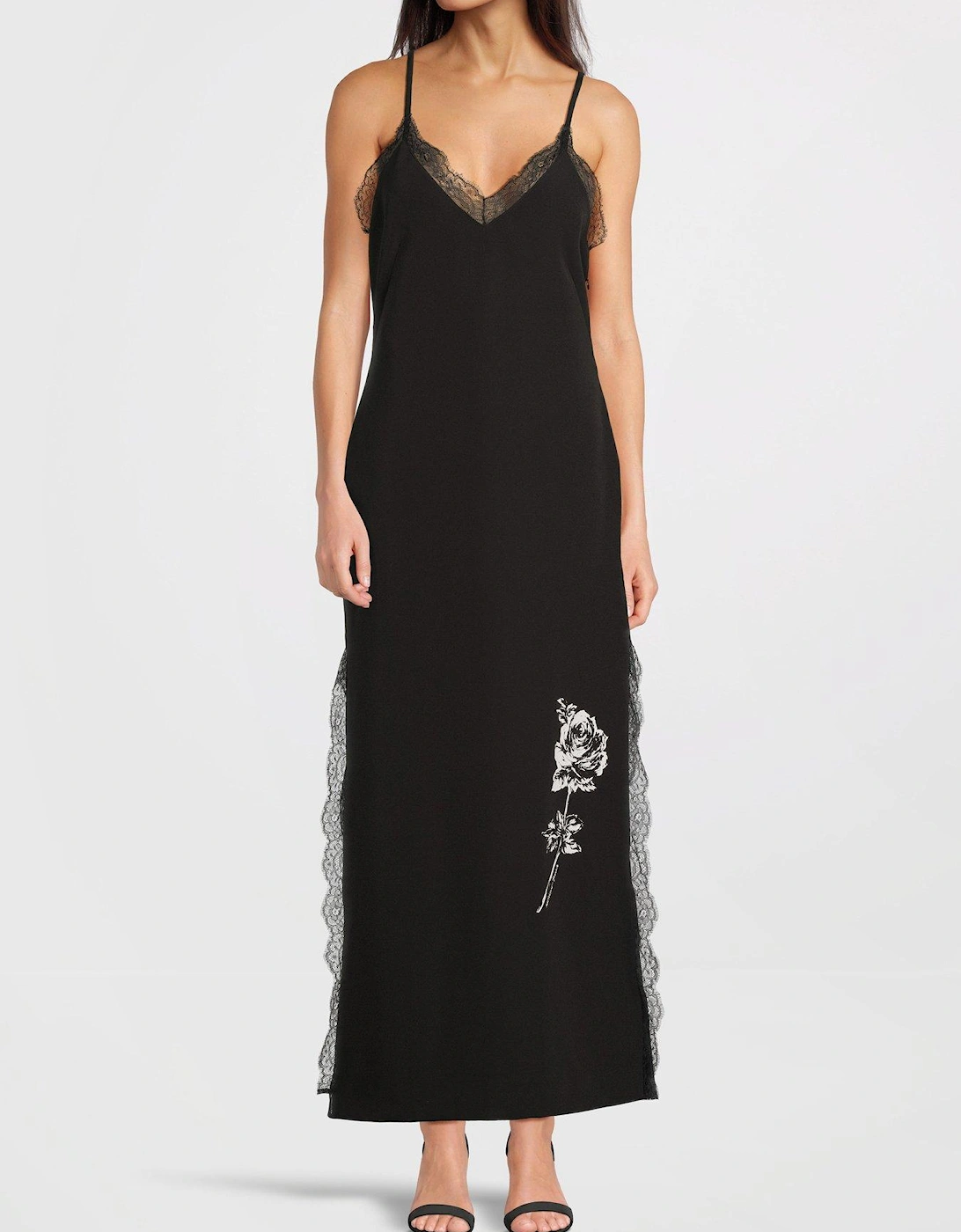 Rose Print Cady Dress - Black, 6 of 5
