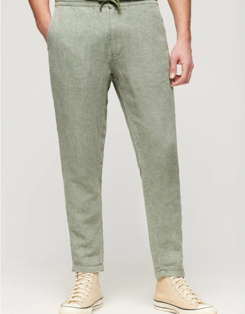 Drawstring Linen Trousers - Green