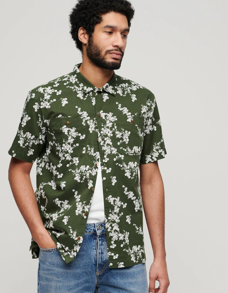 Short Sleeve Beach Shirt - Dark Green
