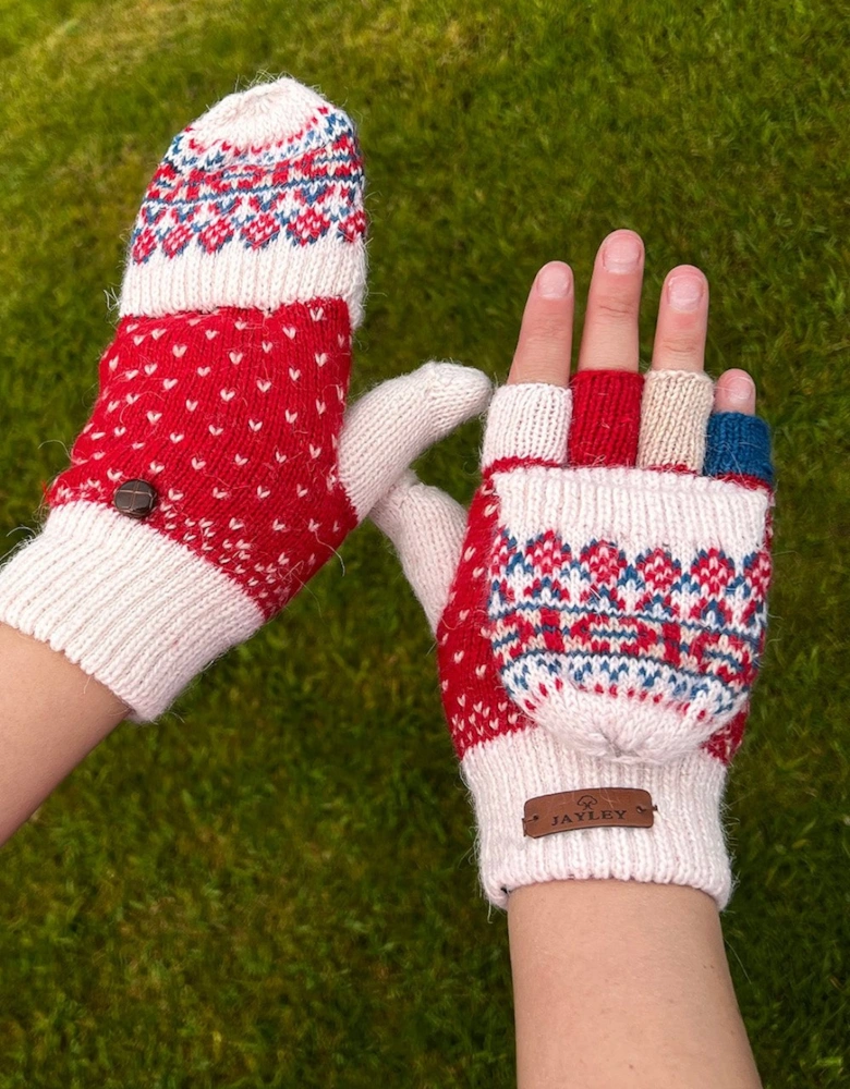 Cashmere and Banana Peel Blend Knitted Mitten Gloves