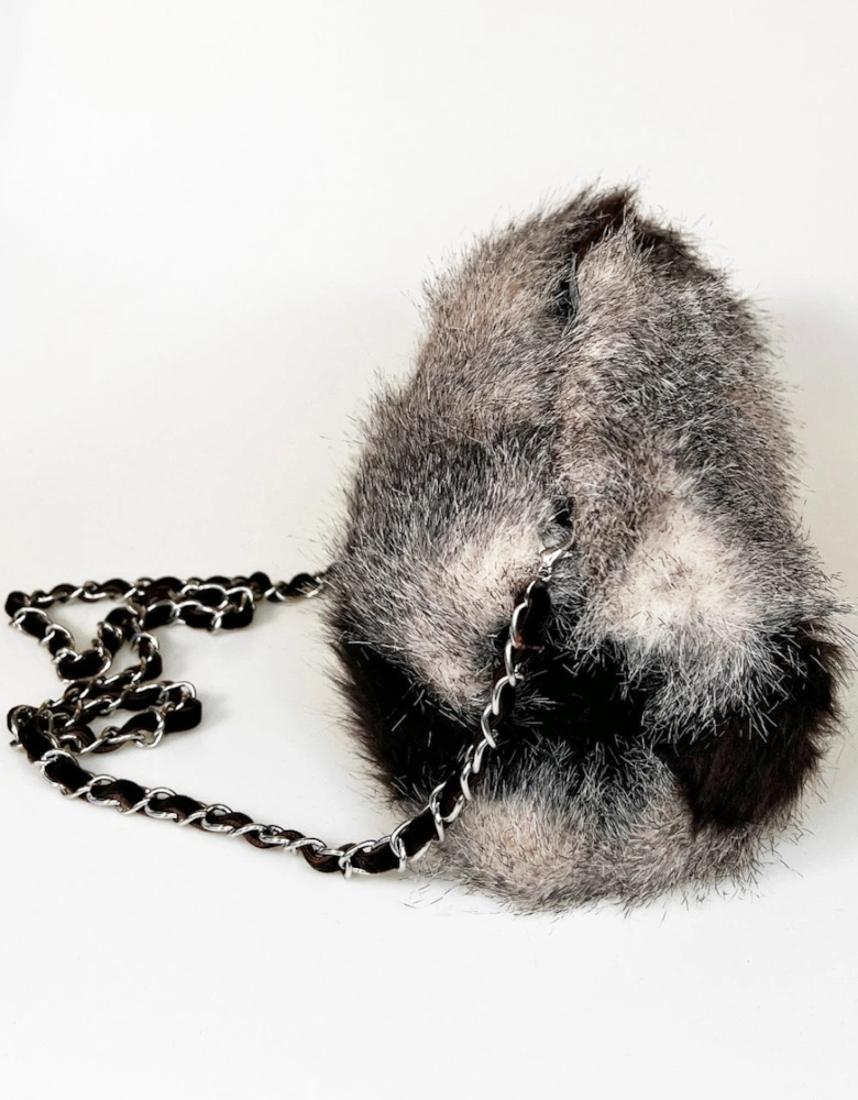 Faux Fur Bag with Muff and Chain Strap