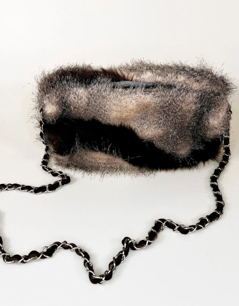 Faux Fur Bag with Muff and Chain Strap