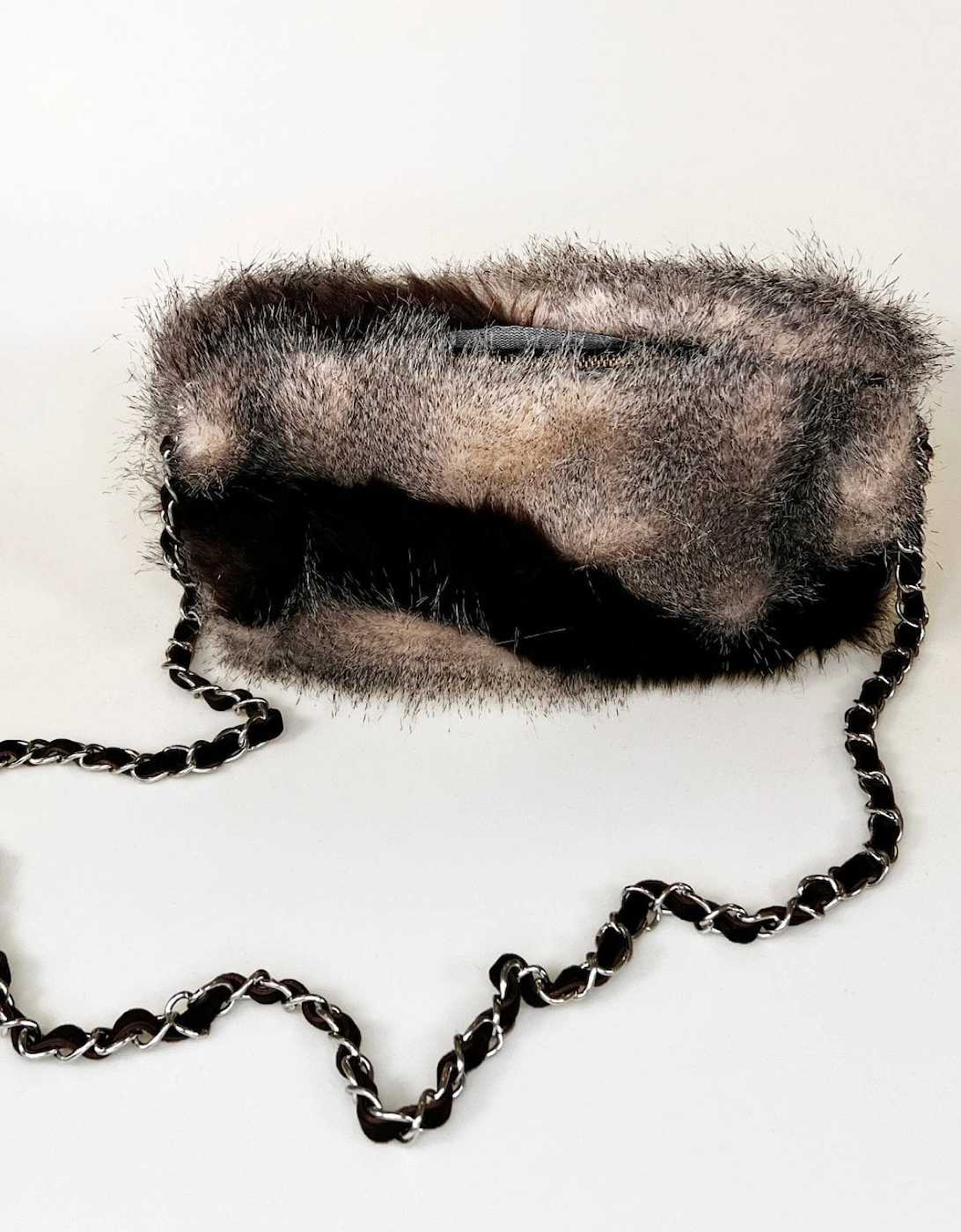 Faux Fur Bag with Muff and Chain Strap