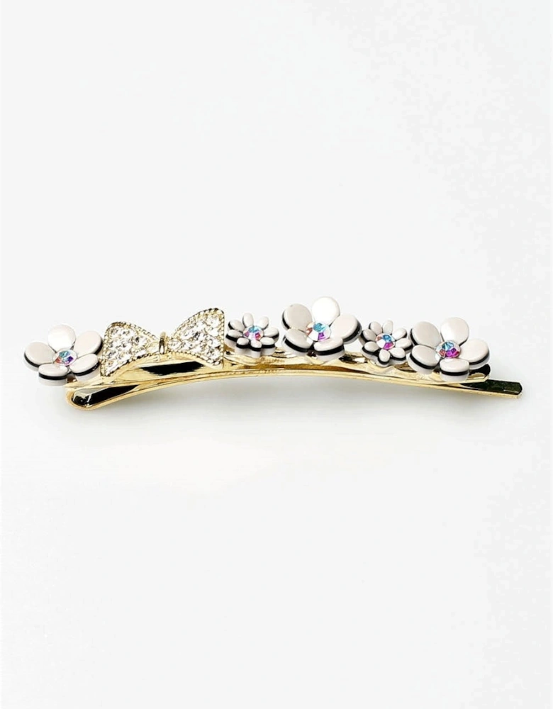 Diamantes Flower Bow Hair Slide