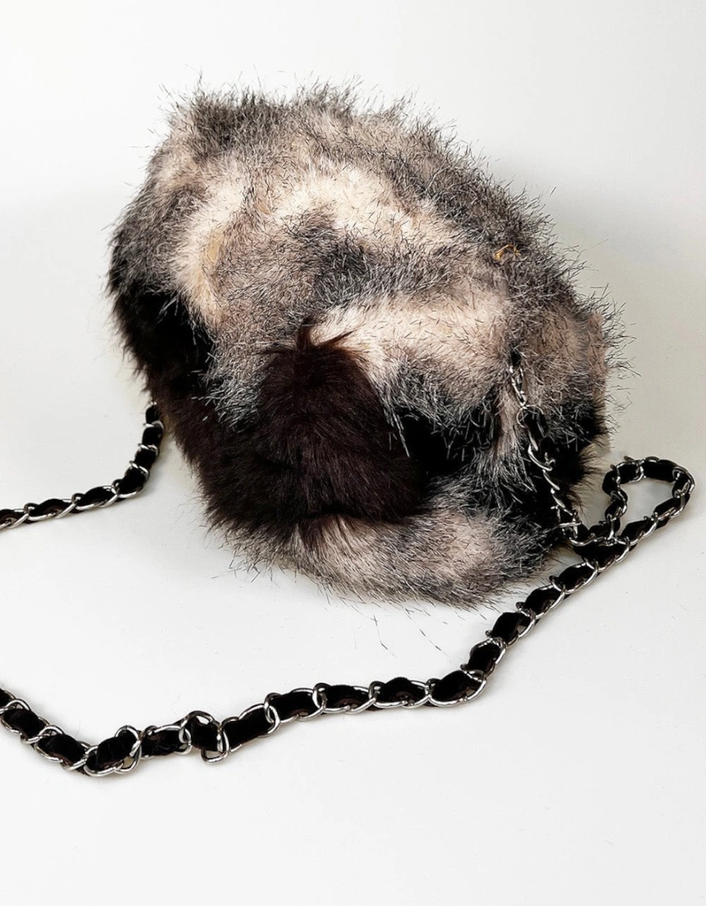 Faux Fur Bag with Muff and Chain Strap