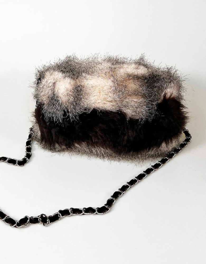 Faux Fur Bag with Muff and Chain Strap