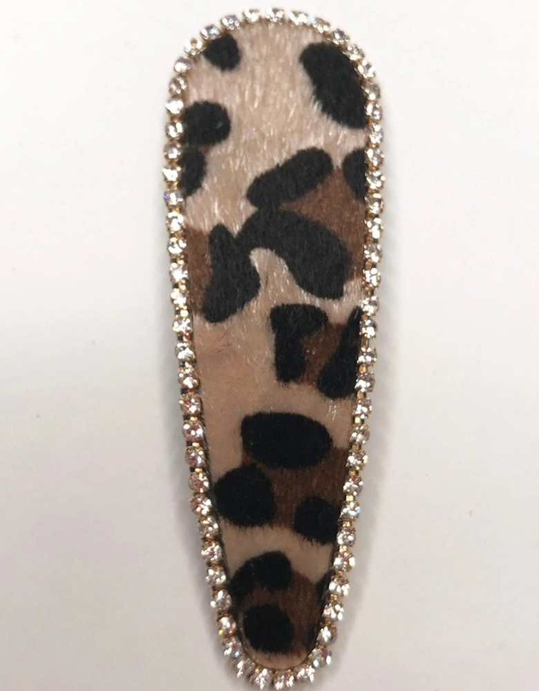 Hand Made Animal Print Shearling Hair Clip