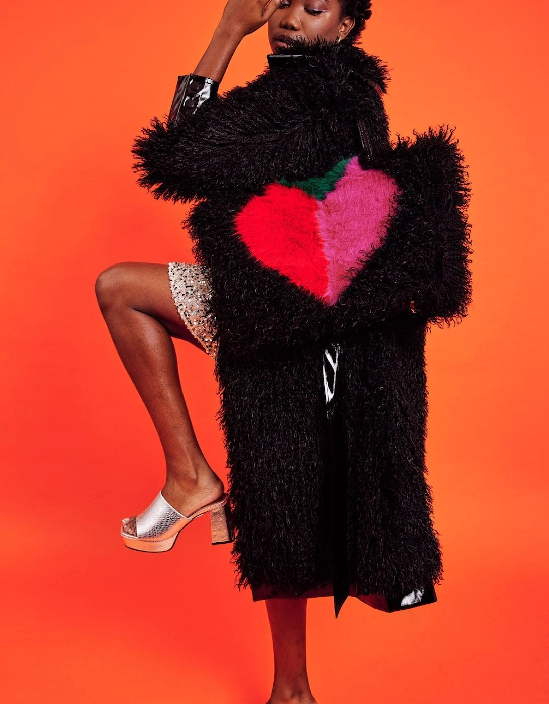 Handmade Bamboo Faux Fur Love heart Bag