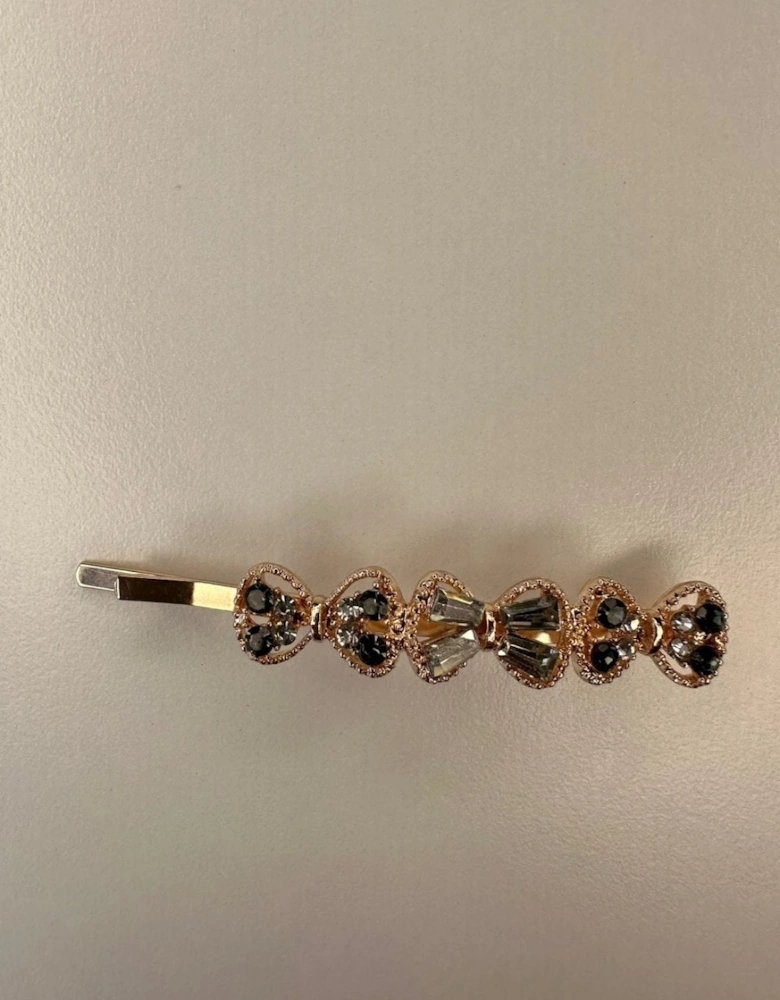 Diamantes Flower Bow Hair Slide