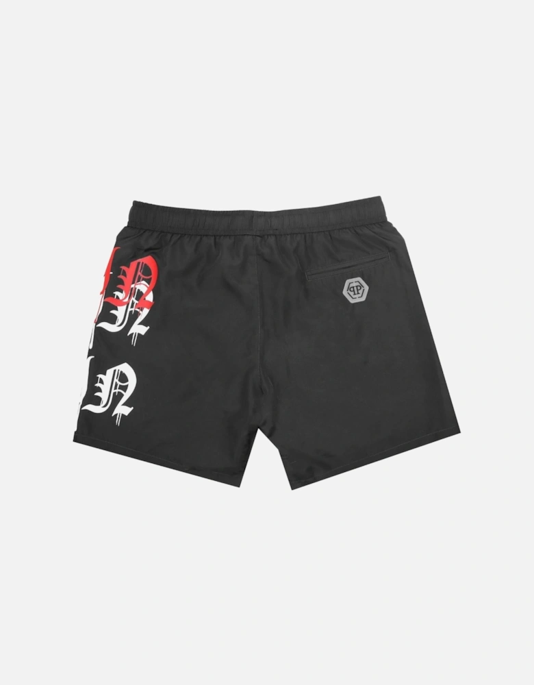 Melting Logos Black Swim Shorts