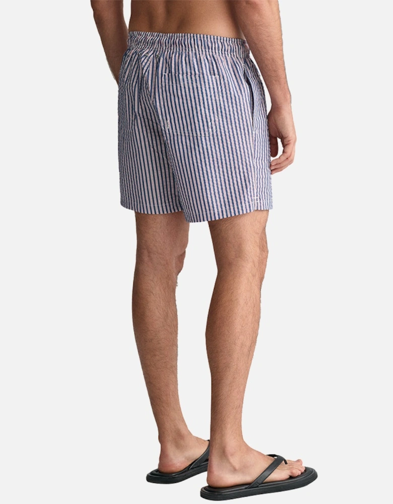 Seersucker Swim Shorts, Deep Blue