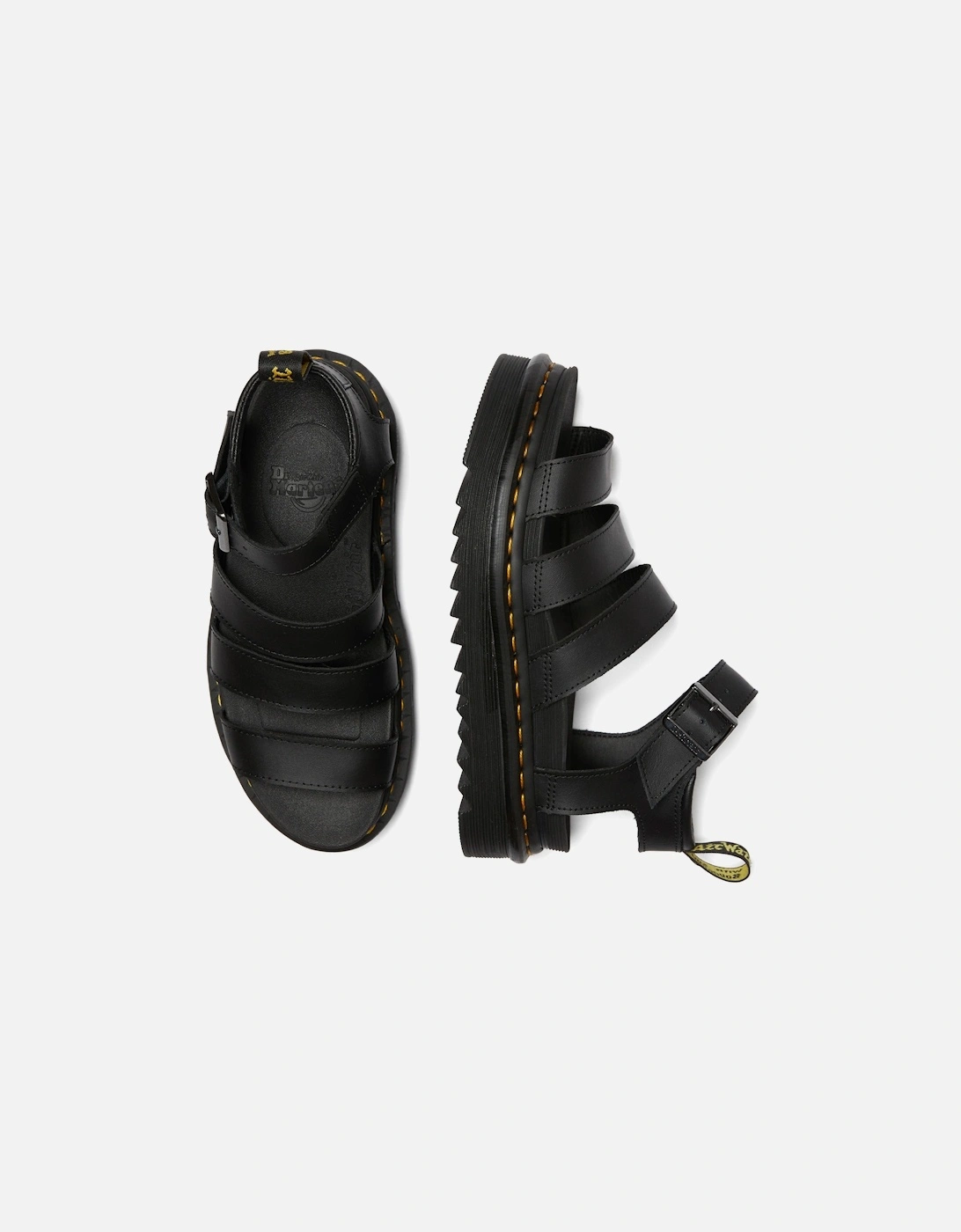 Dr. Martens Womens Blaire Hydro Leather Strap Sandals (Black)