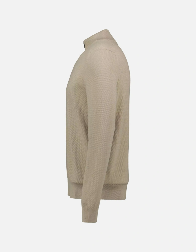 Boss Ebrando Half Zip Knitwear Dark Beige