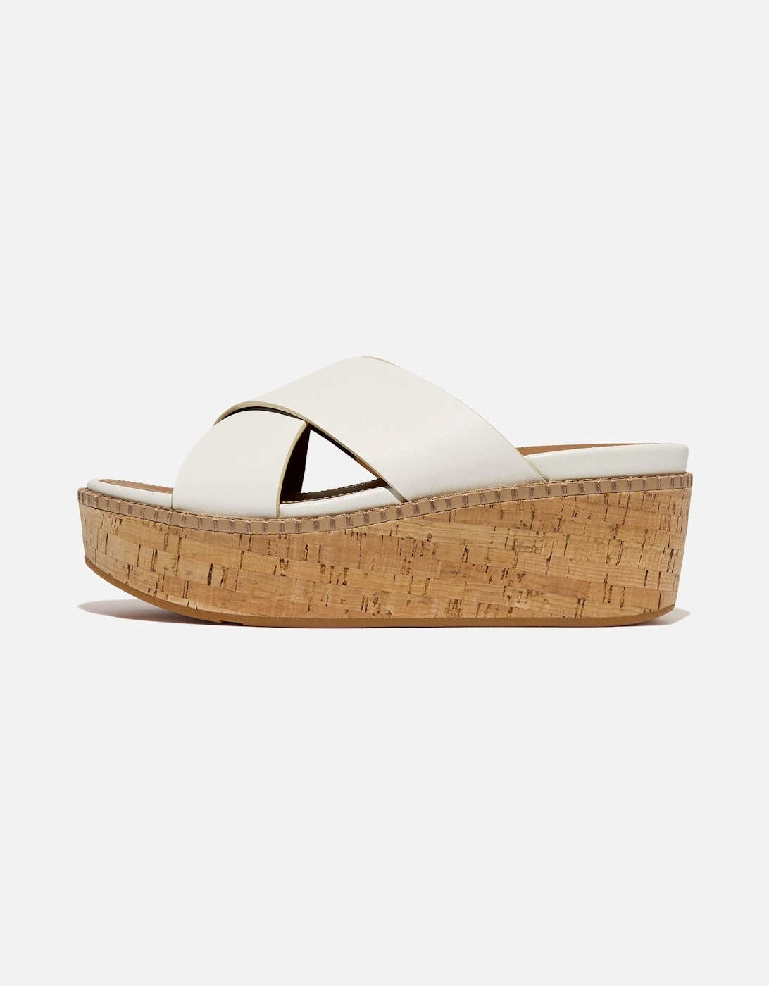 Womens Eloise Leather Wedge X Slides (White), 6 of 5