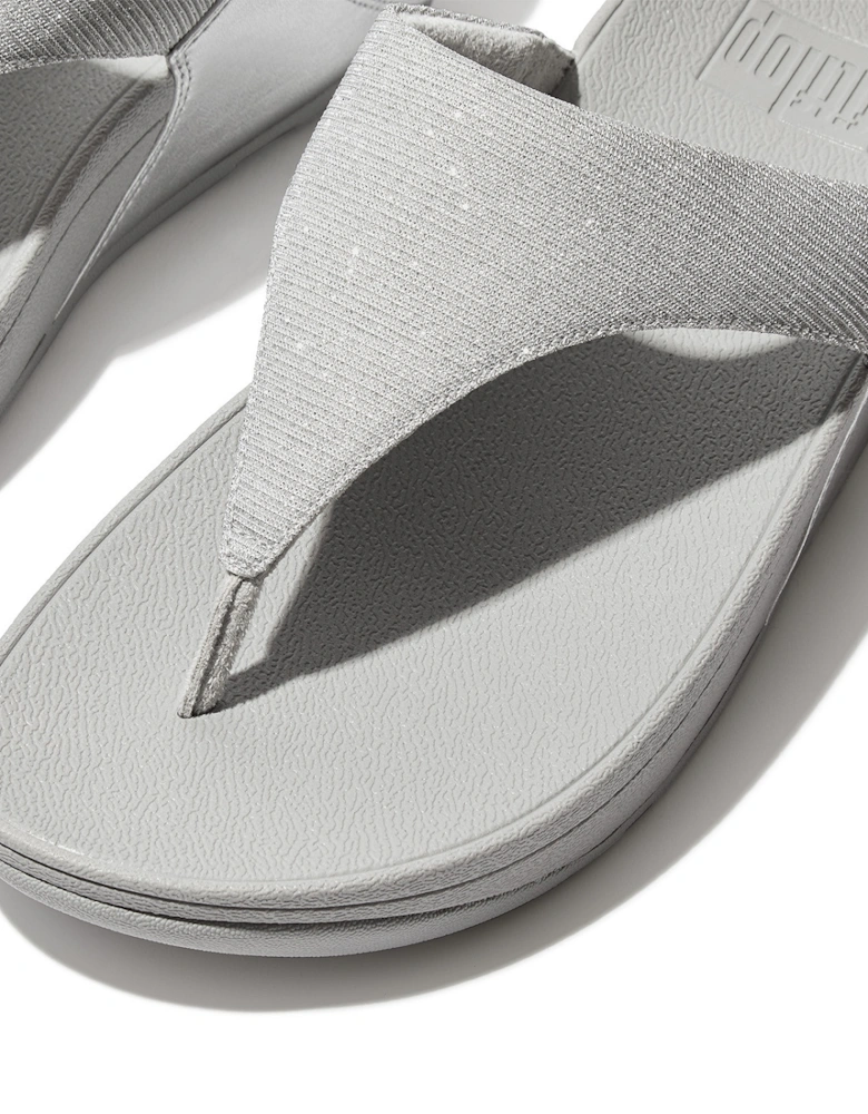 Womens Lulu Shimmerlux Toe Post Sandals (Silver)