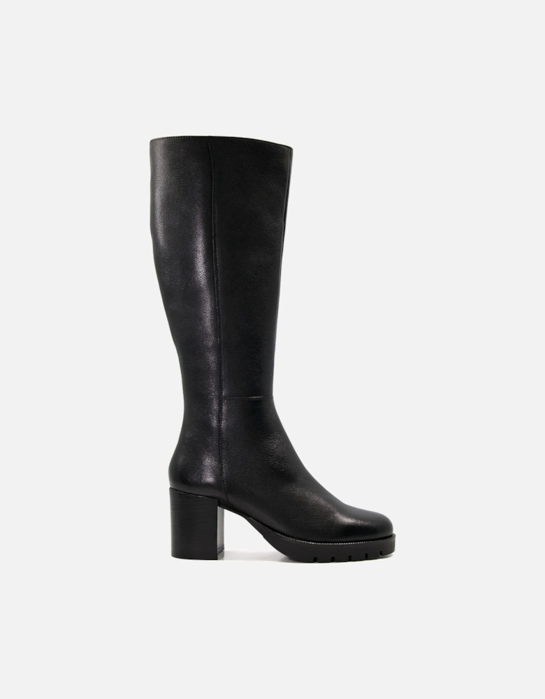Ladies Tidal - Block-Heel Leather Knee-High Boots