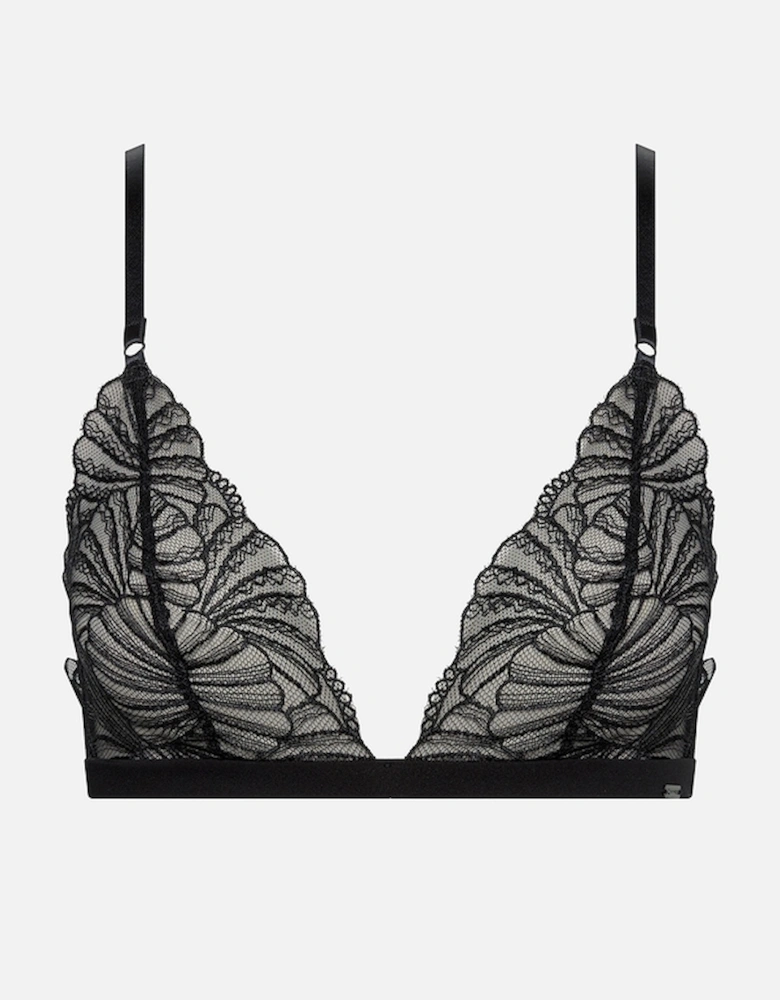 Sheer Embroidered Stretch-Lace Unlined Triangle Bra