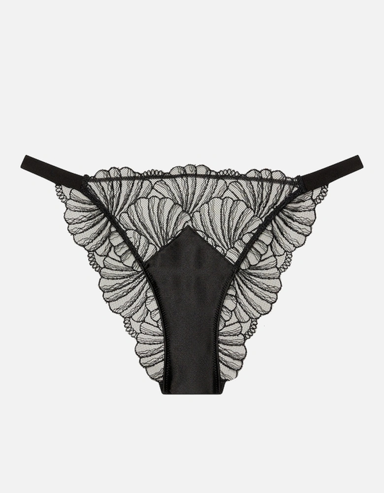 Sheer Embroidered Stretch-Lace Thong
