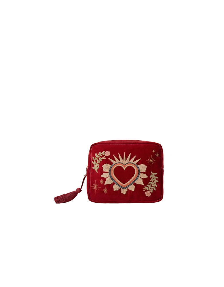 Sacred Heart Rouge Velvet Wash Bag