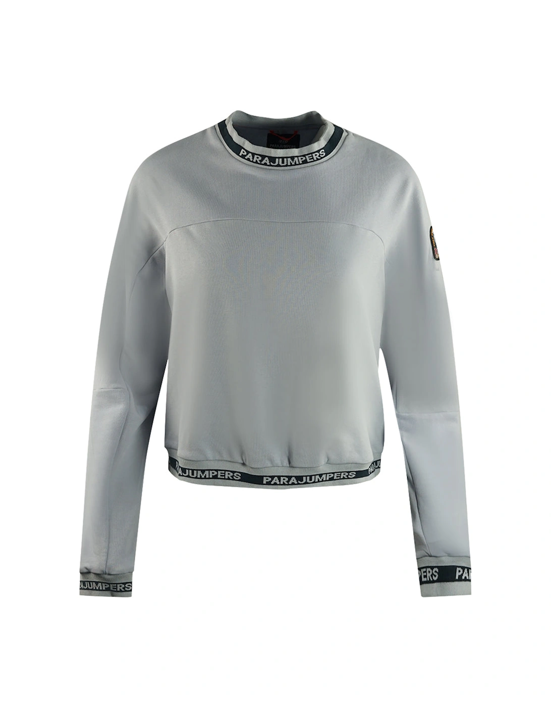 Women's Parajumpers Vale Brand Logo Taped Hems Vapour Blue Cropped Jumper - Grey - Size: 10/8