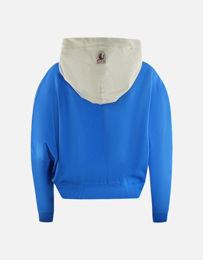 Colour Block Design Bold Logo Beige Cropped Hoodie