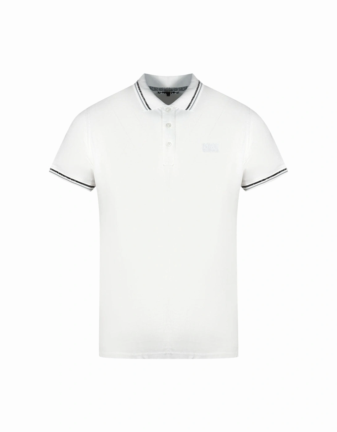 Cavalli Class Twinned Tipped Collar White Polo Shirt, 3 of 2