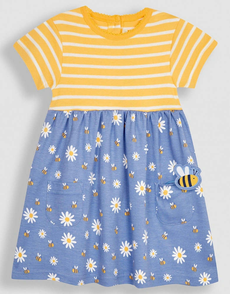 Girls Daisy & Bee With Pet In Pocket Combo Dress - Blue