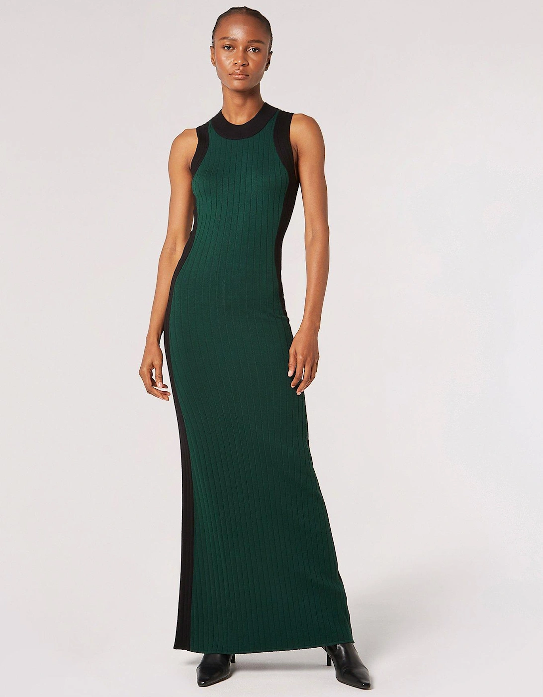 High Neck Ribbed Knit Maxi Dress, 2 of 1