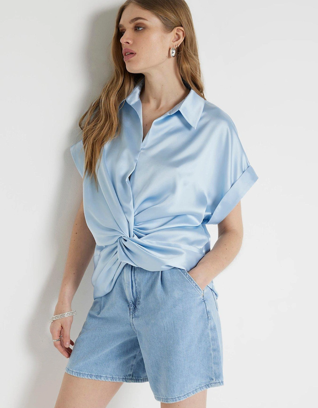 Front Knot Blouse - Blue, 2 of 1