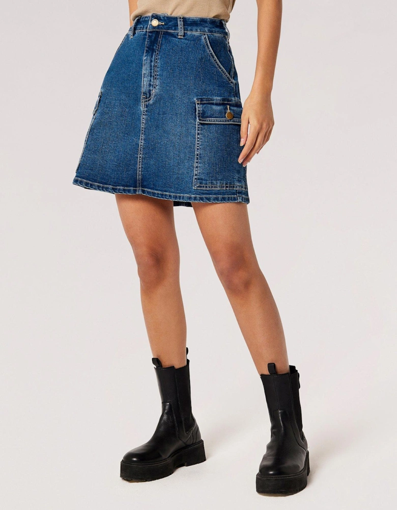 Denim Cargo Mini Skirt