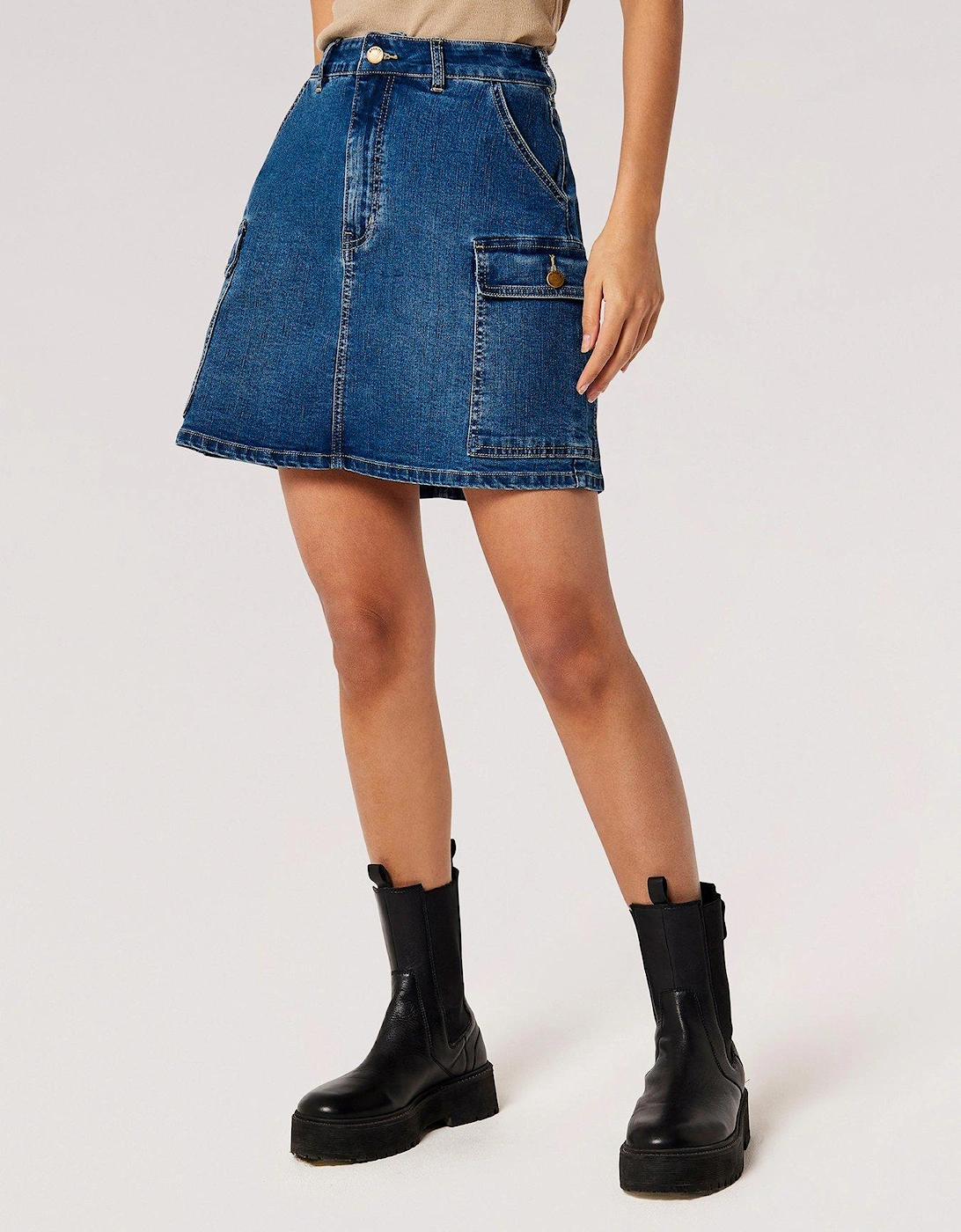 Denim Cargo Mini Skirt, 2 of 1