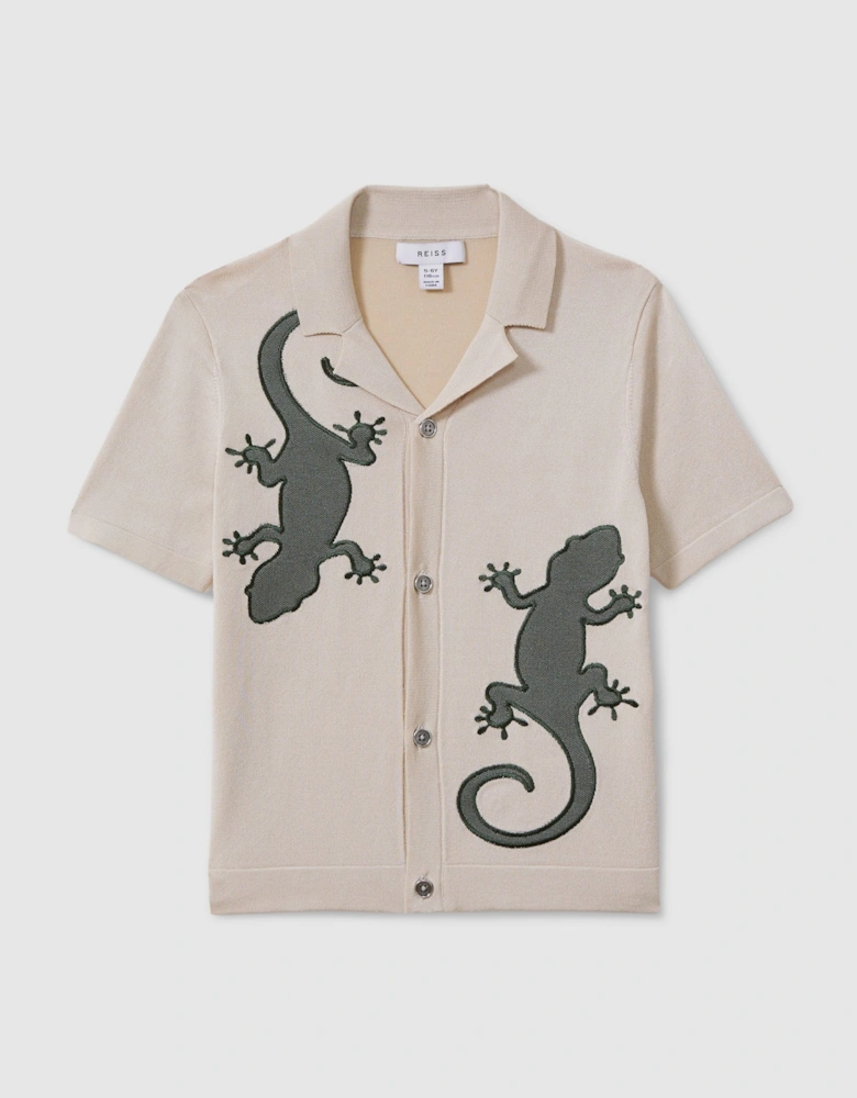 Knitted Reptile Cuban Collar Shirt
