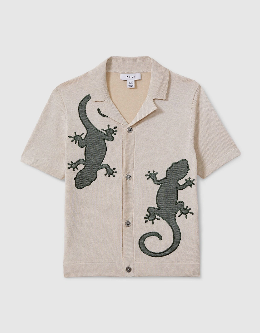 Knitted Reptile Cuban Collar Shirt, 2 of 1