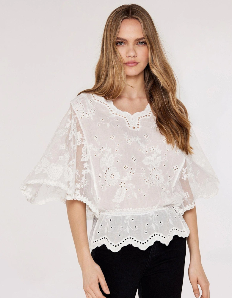 Floral Broderie Batwing Top