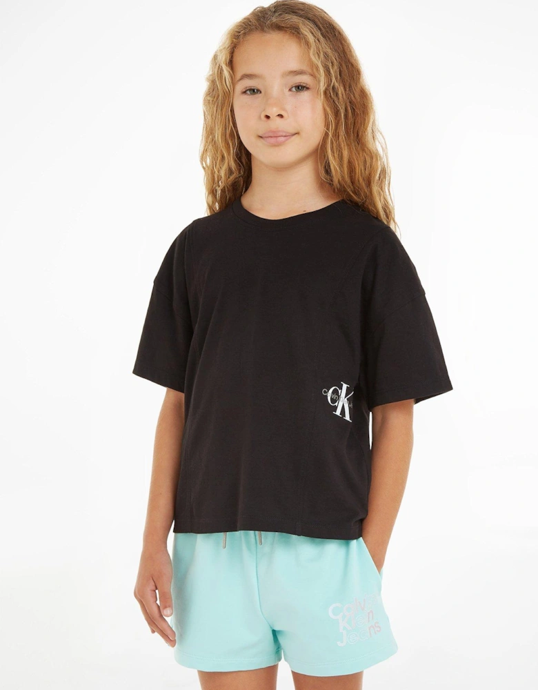 Jeans Girls Relaxed Logo Short Sleeve T-shirt - CK Black