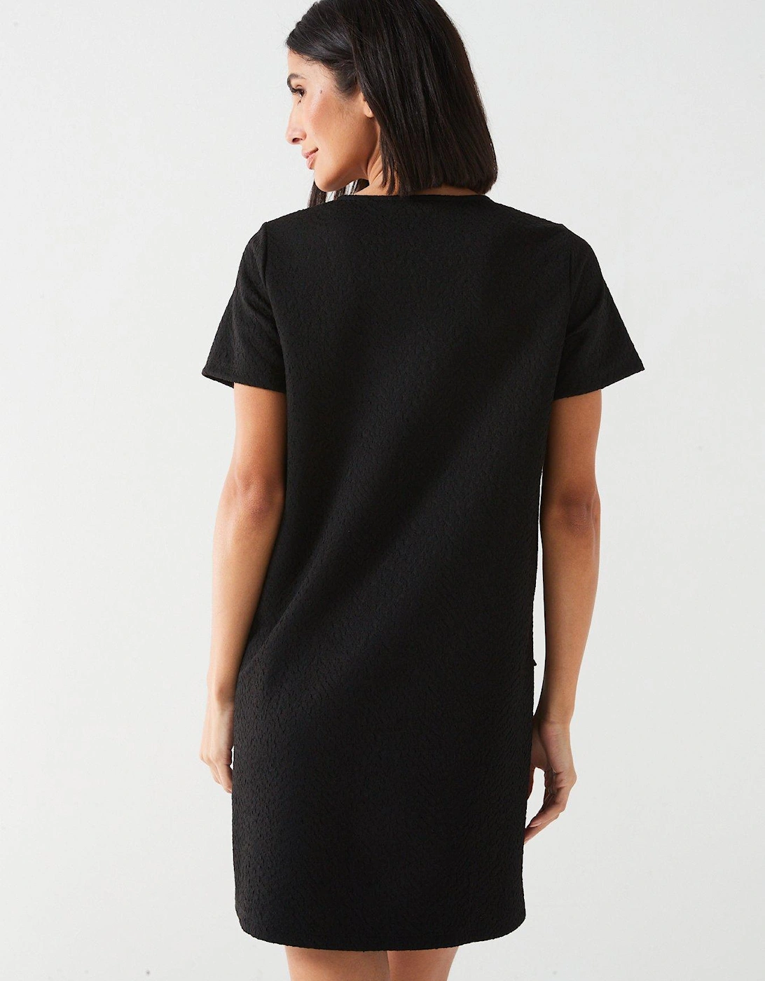 Textured Shift Dress - Black